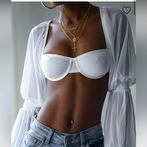 White mesh long sleeve top